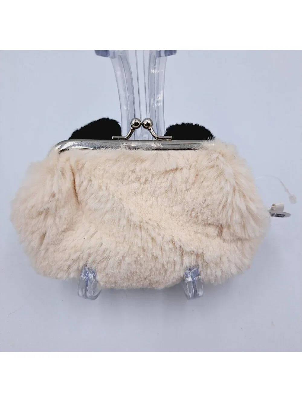Kawaii Fluffy Panda Coin Purse With Button Eyes